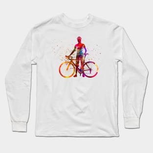 watercolor cycling triathlon Long Sleeve T-Shirt